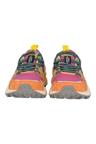 Sneaker donna in camoscio e nylon multicolore. FLOWER MOUNTAIN | YAMANO 3 WOMAN-ORANGE-FUCHSIA